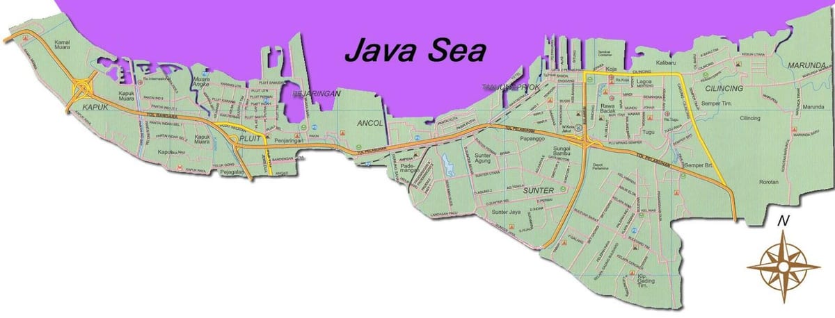 Jakarta утара xəritə